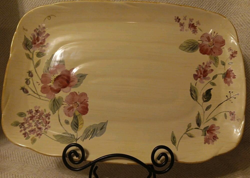 Pfaltzgraff SILK ROSE 16" x 11" Rectangle Serving Platter